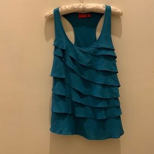 Ruffled dark turquoise top